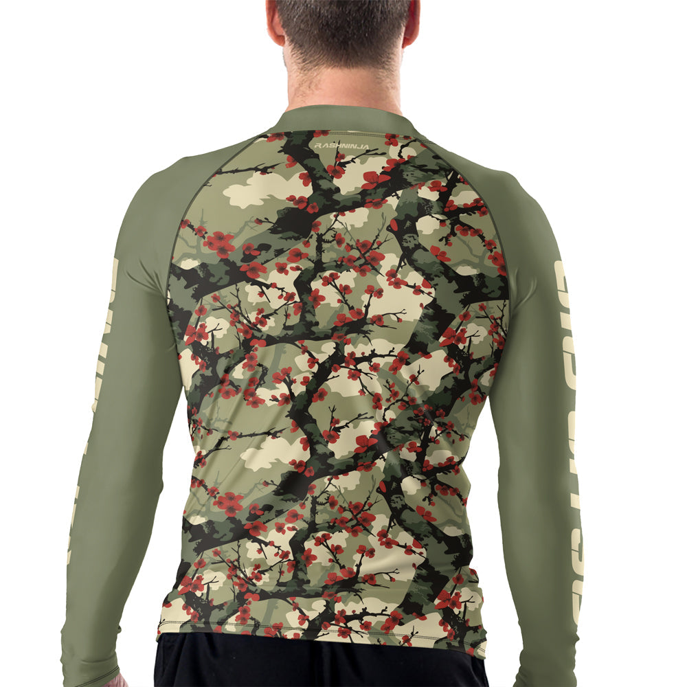 Rashninja Camouflage Cherry Blossom Drift Men's Long Sleeve Rash Guard