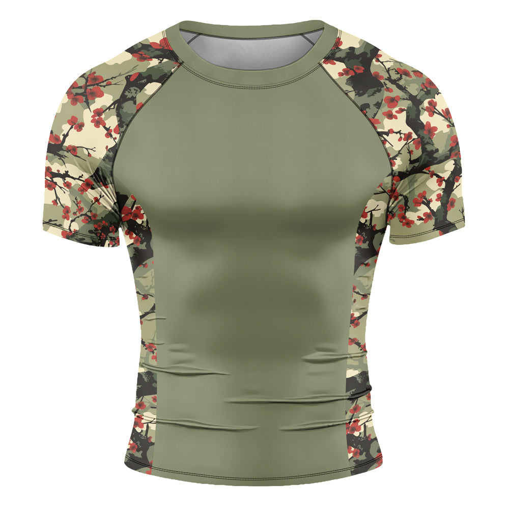 Rashninja Camouflage Cherry Blossom Drift Men's Short Sleeve Rash Guard