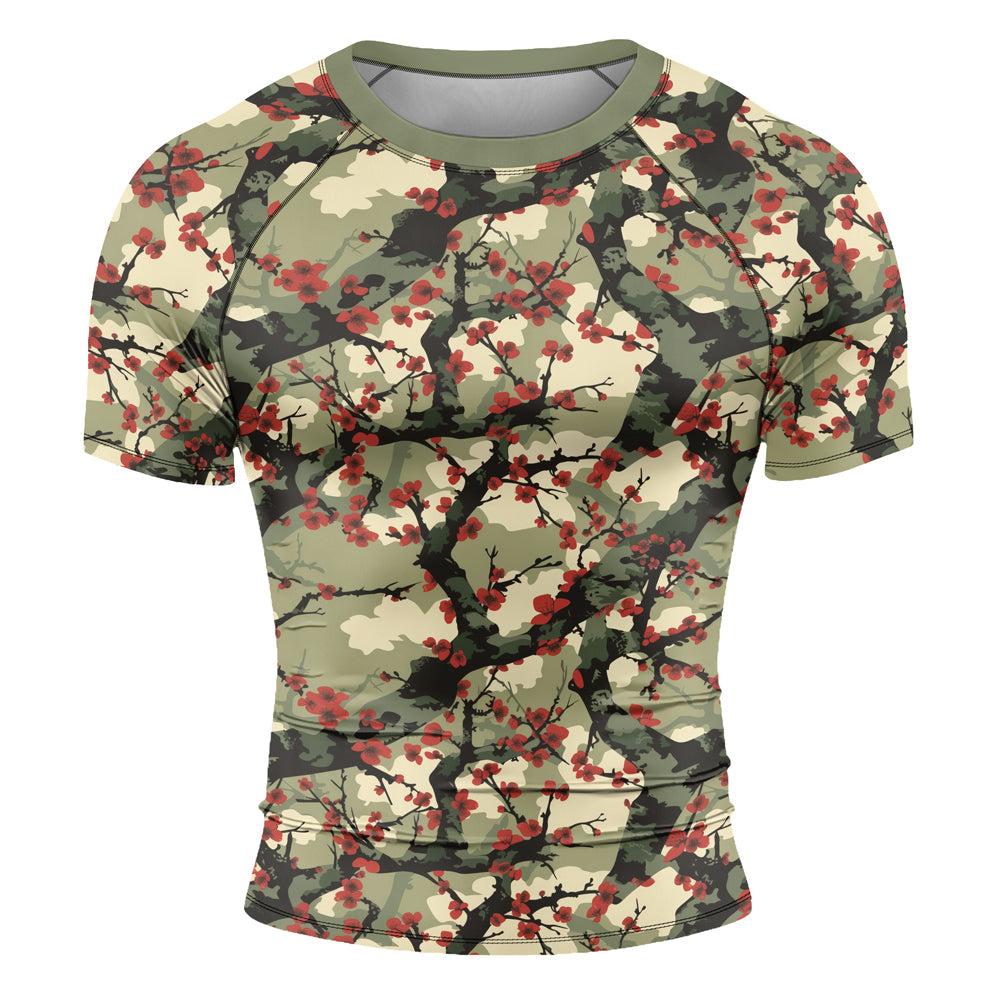 Rashninja Camouflage Cherry Blossom Drift Men's Short Sleeve Rash Guard