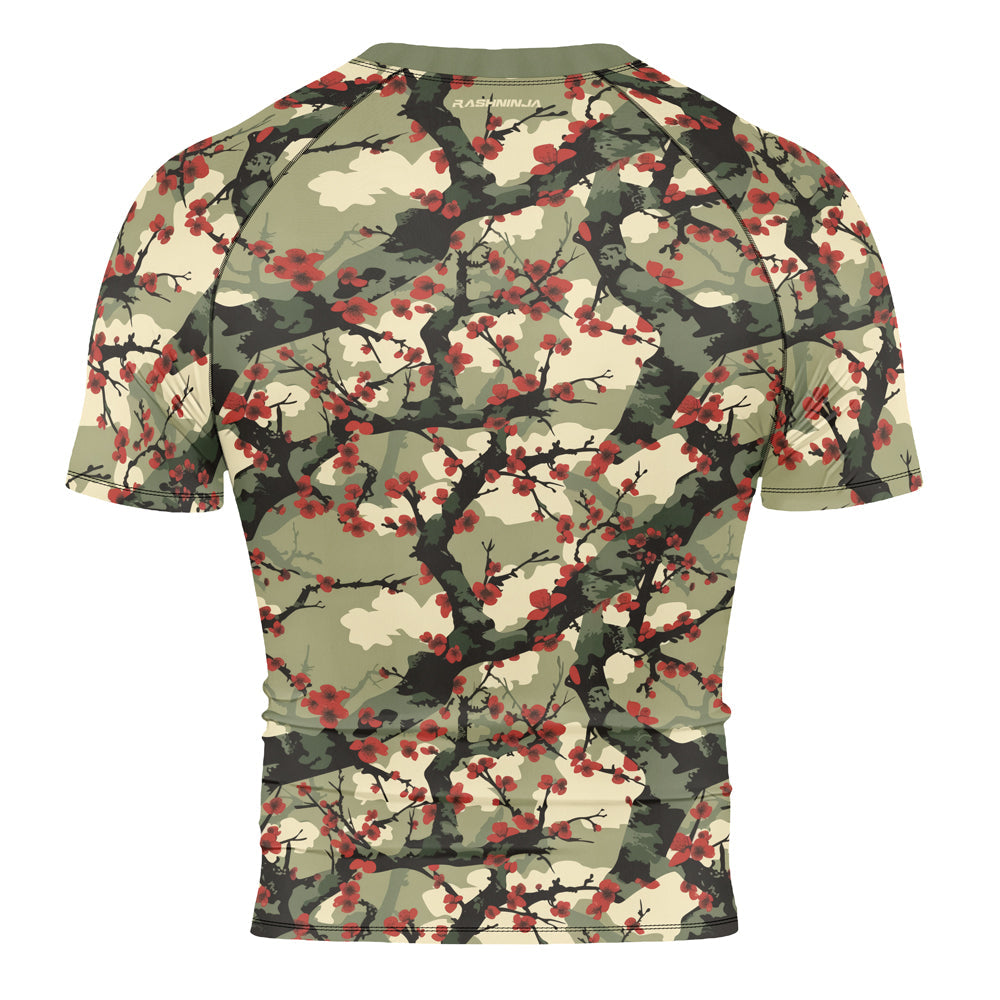 Rashninja Camouflage Cherry Blossom Drift Men's Short Sleeve Rash Guard