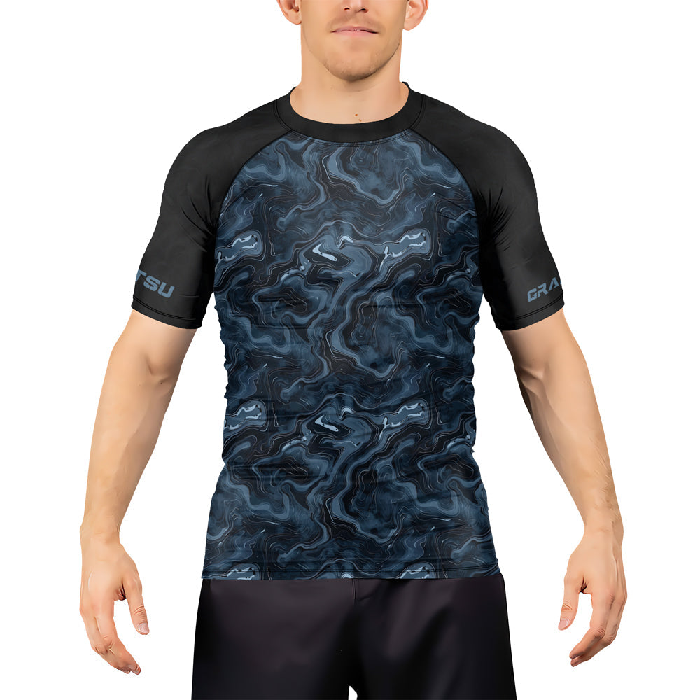 Rashninja Cyber Storm Silver Men's Short Sleeve Rash Guard