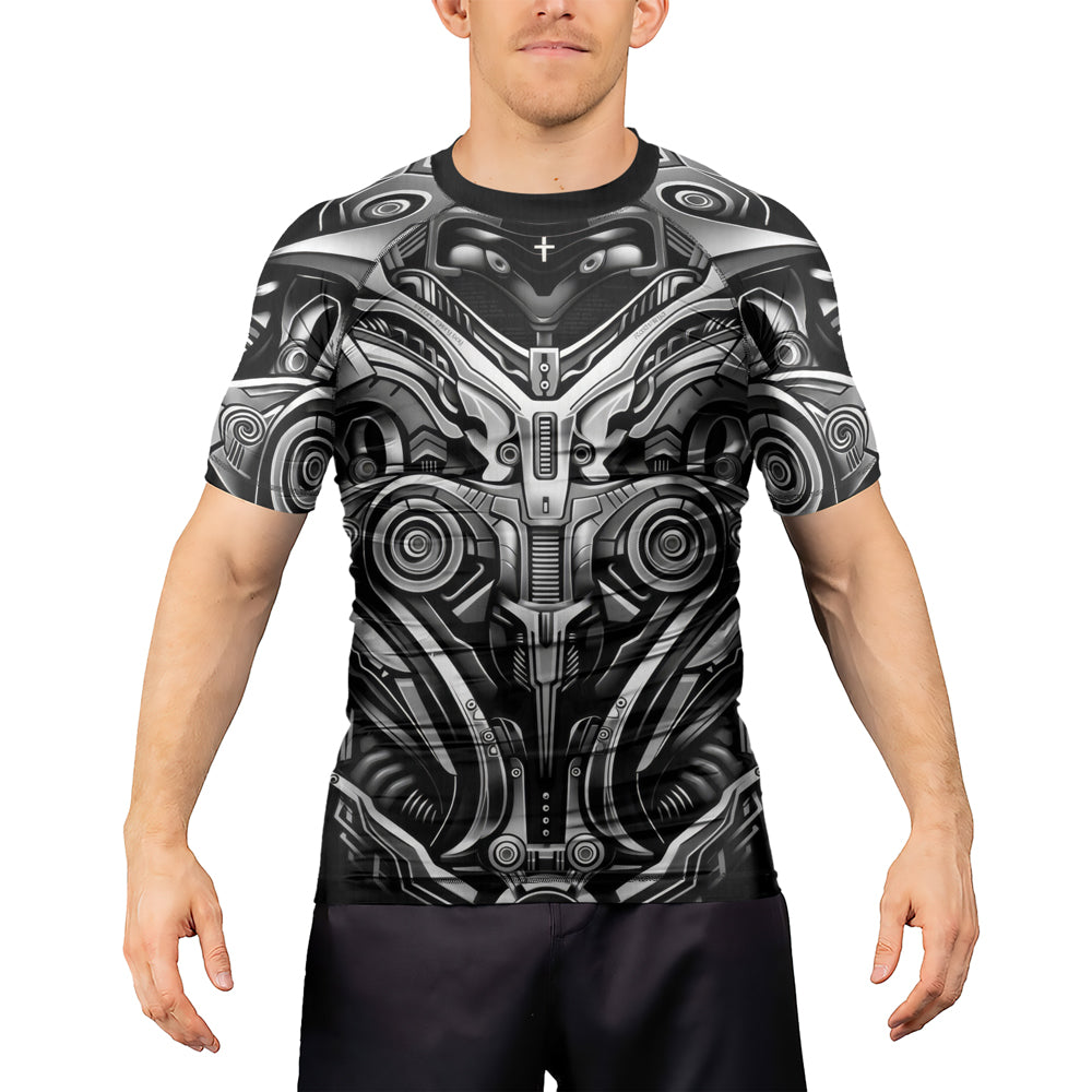 Rashninja Cyber Armor Monochrome Men's Short Sleeve Rash Guard
