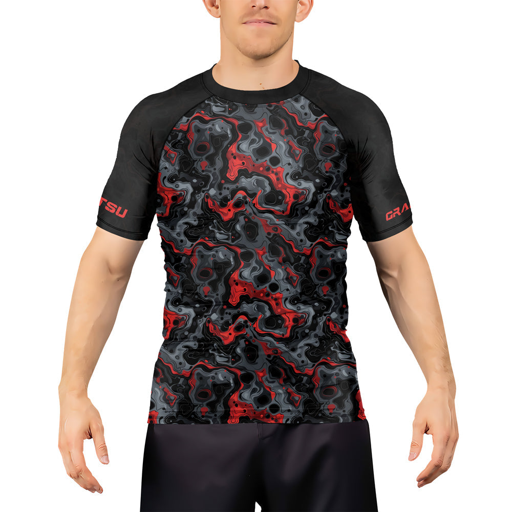 Rashninja Cyber Storm Red Men's Short Sleeve Rash Guard
