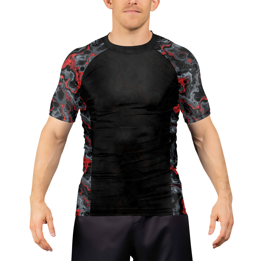 Rashninja Cyber Storm Red Men's Short Sleeve Rash Guard