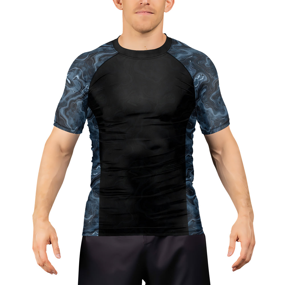 Rashninja Cyber Storm Silver Men's Short Sleeve Rash Guard