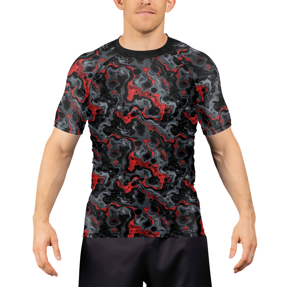 Rashninja Cyber Storm Red Men's Short Sleeve Rash Guard