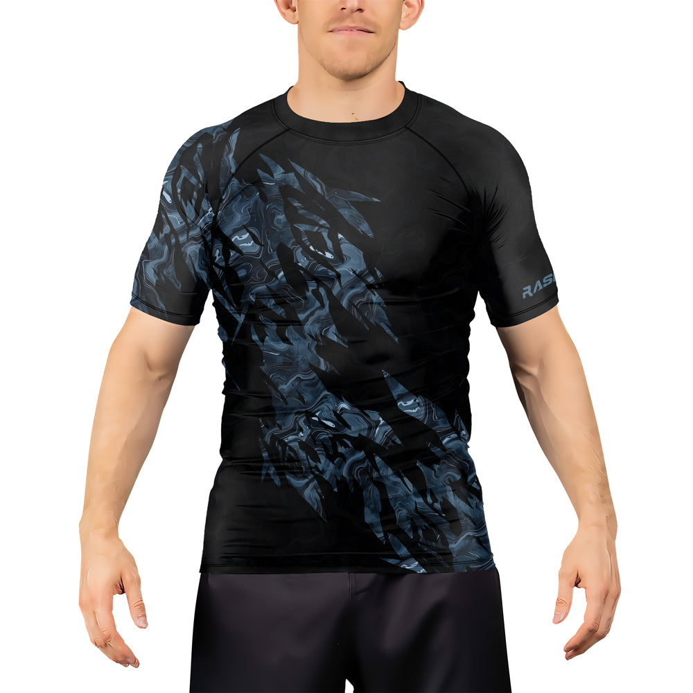 Rashninja Cyber Storm Silver Men's Short Sleeve Rash Guard