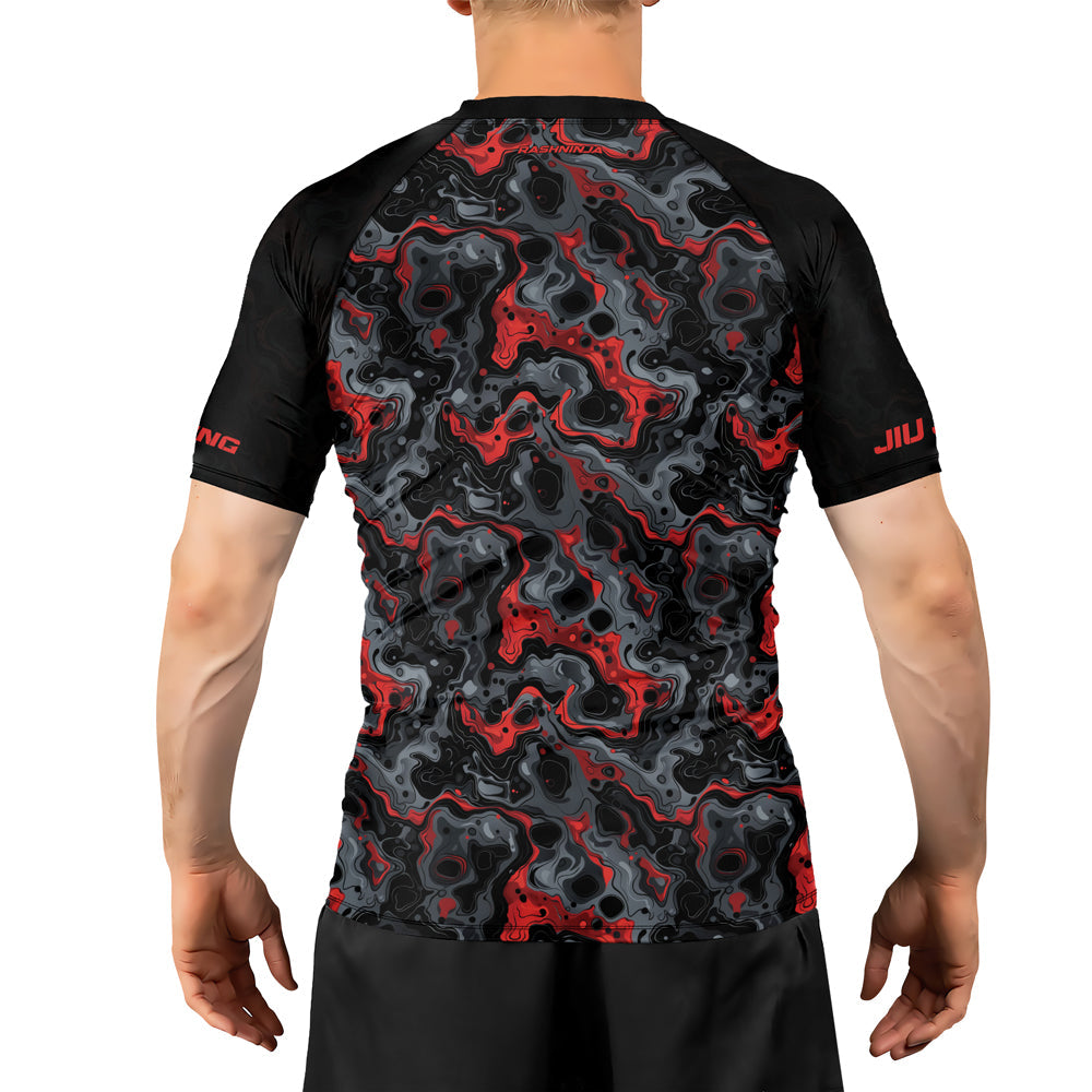 Rashninja Cyber Storm Red Men's Short Sleeve Rash Guard