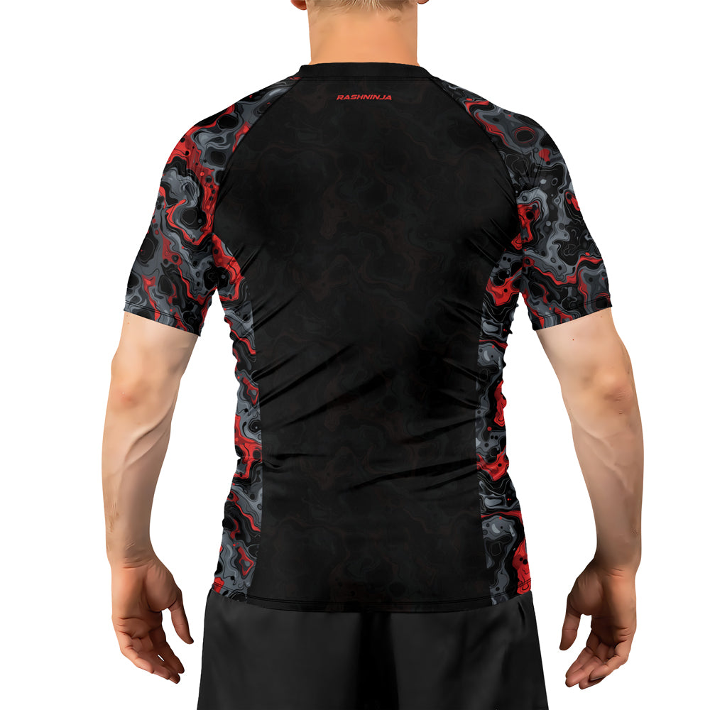 Rashninja Cyber Storm Red Men's Short Sleeve Rash Guard
