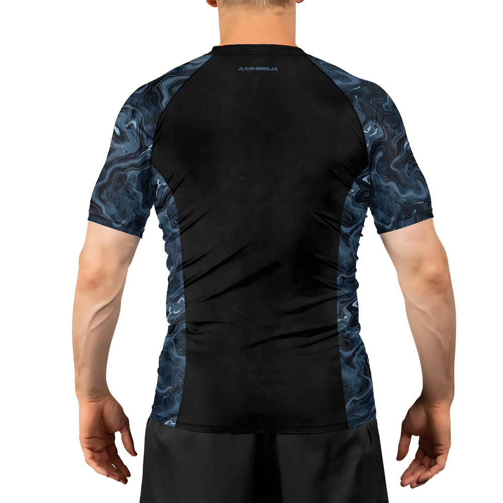 Rashninja Cyber Storm Silver Men's Short Sleeve Rash Guard