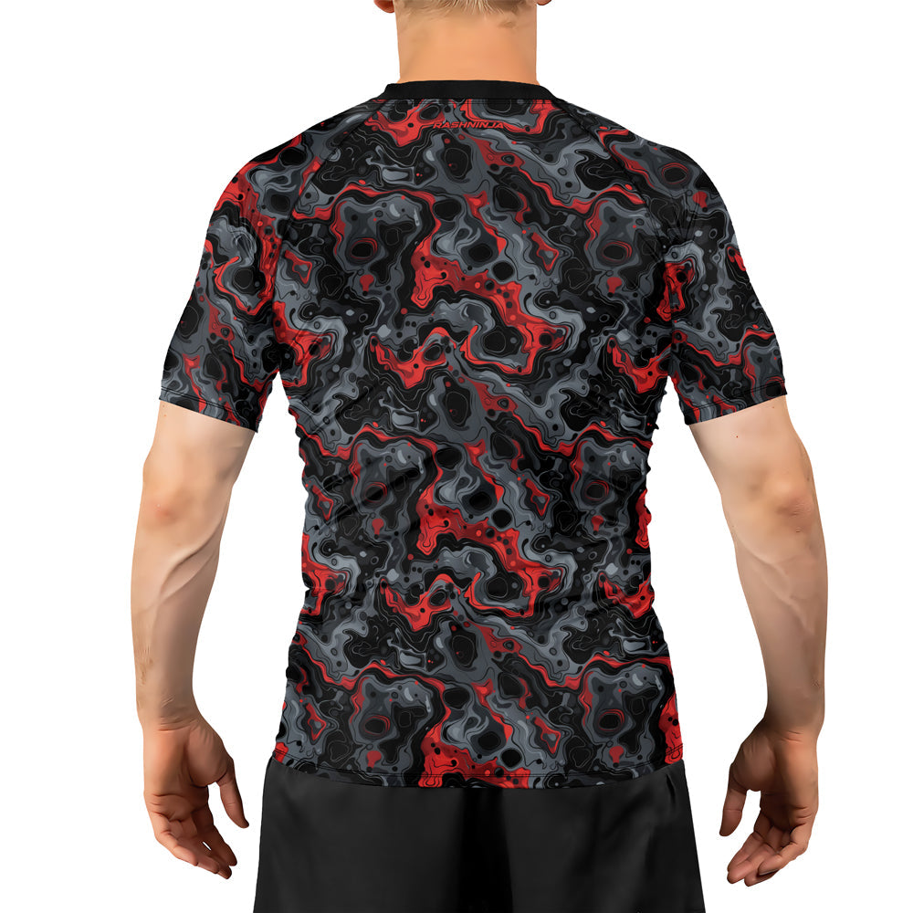 Rashninja Cyber Storm Red Men's Short Sleeve Rash Guard