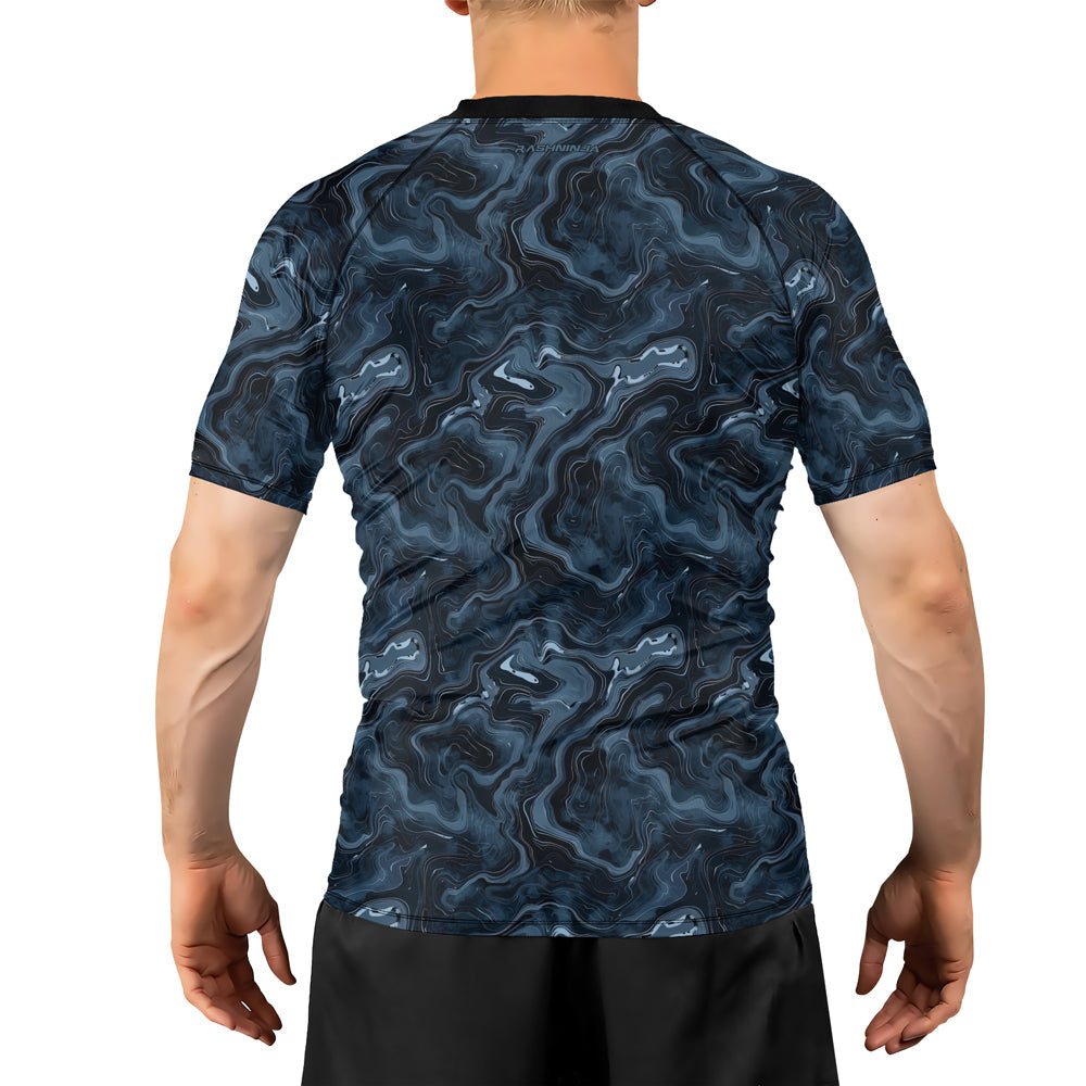 Rashninja Cyber Storm Silver Men's Short Sleeve Rash Guard