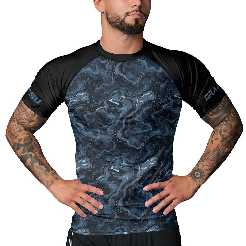 Rashninja Cyber Storm Silver Men's Short Sleeve Rash Guard