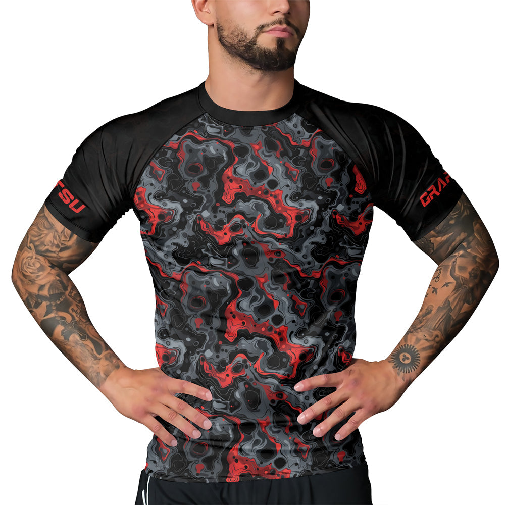 Rashninja Cyber Storm Red Men's Short Sleeve Rash Guard