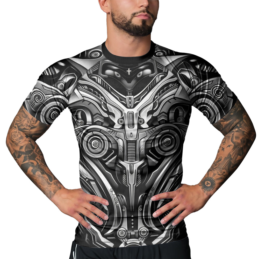 Rashninja Cyber Armor Monochrome Men's Short Sleeve Rash Guard