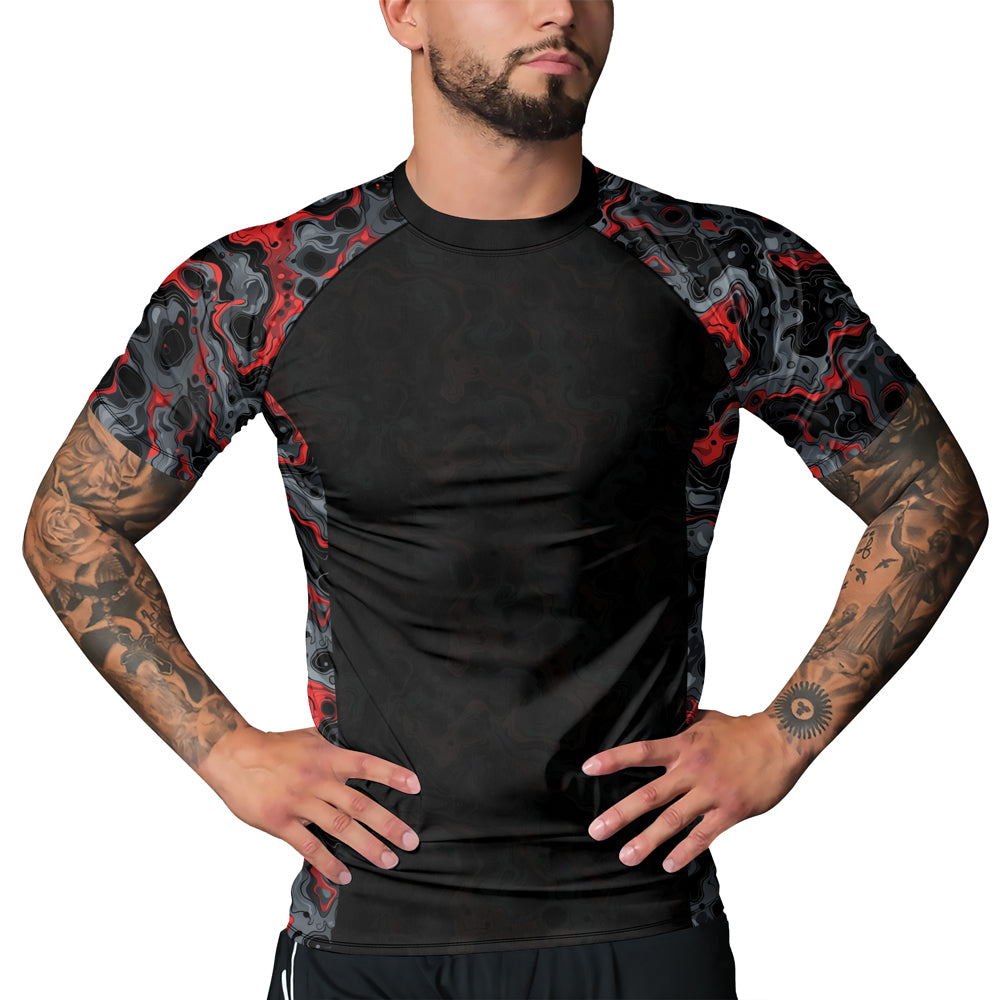 Rashninja Cyber Storm Red Men's Short Sleeve Rash Guard