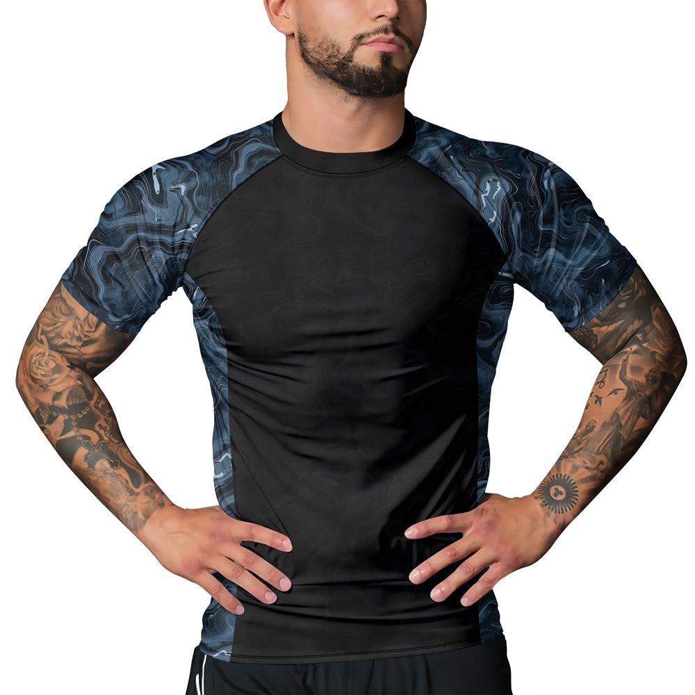 Rashninja Cyber Storm Silver Men's Short Sleeve Rash Guard