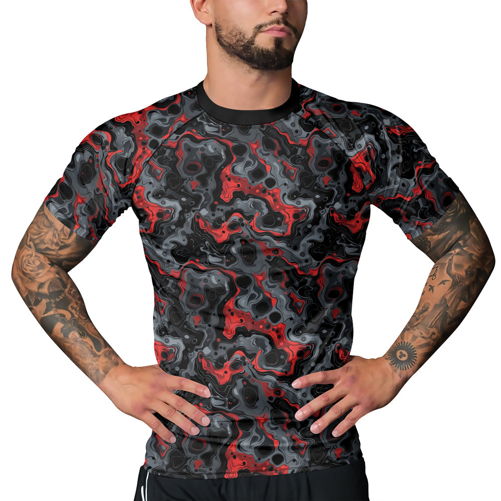 Rashninja Cyber Storm Red Men's Short Sleeve Rash Guard