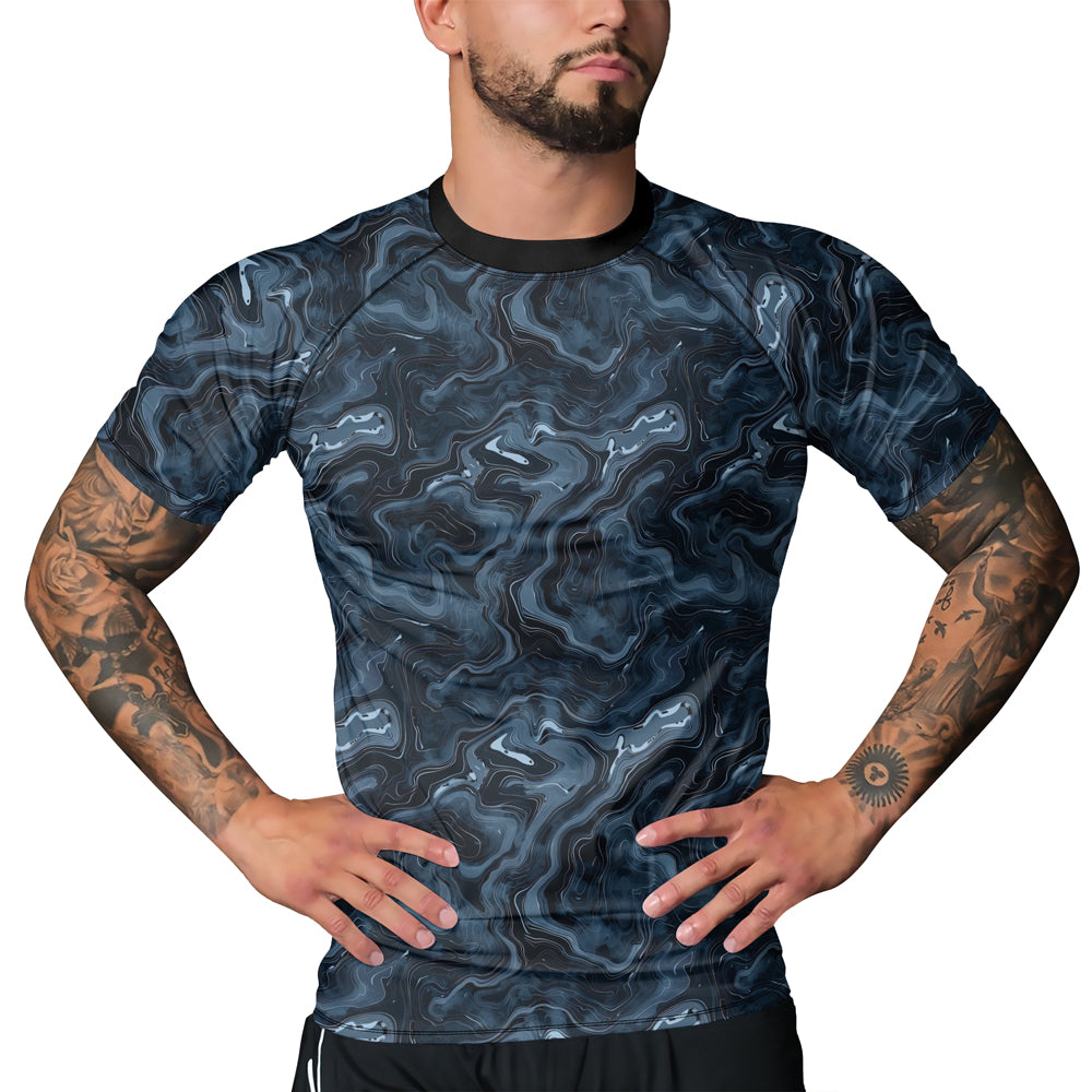 Rashninja Cyber Storm Silver Men's Short Sleeve Rash Guard