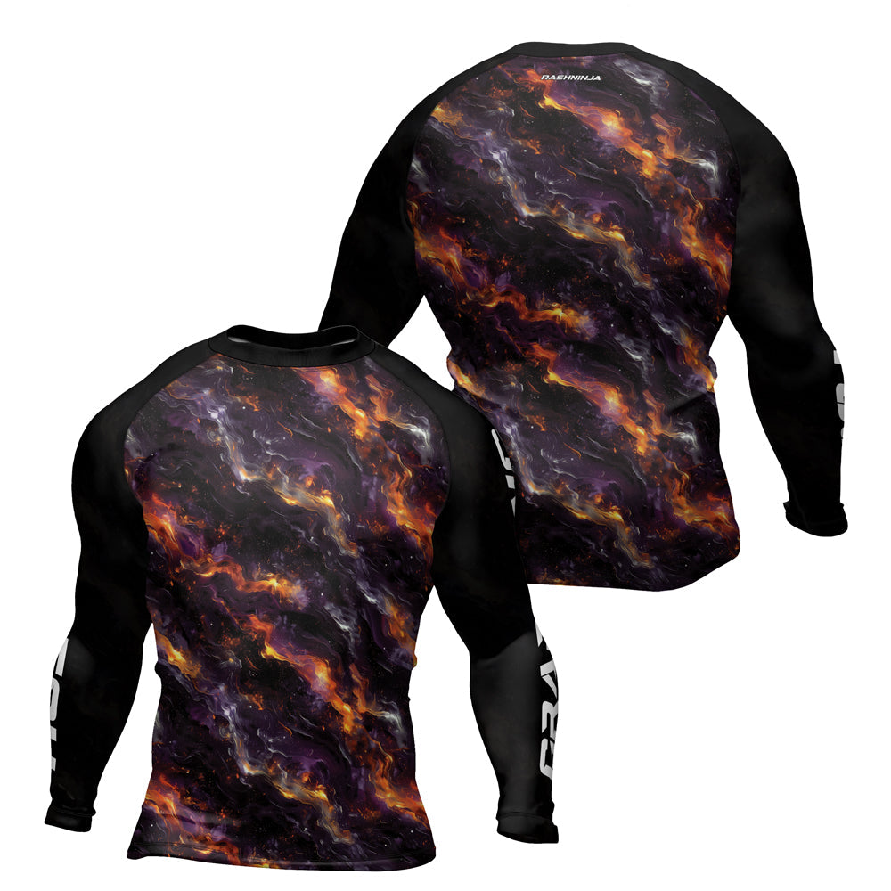 Rashninja Cyber Storm Galaxy Nebula Men's Long Sleeve Rash Guard