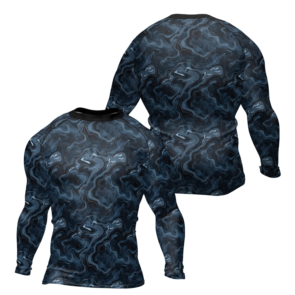 Rashninja Cyber Storm Silver Men's Long Sleeve Rash Guard