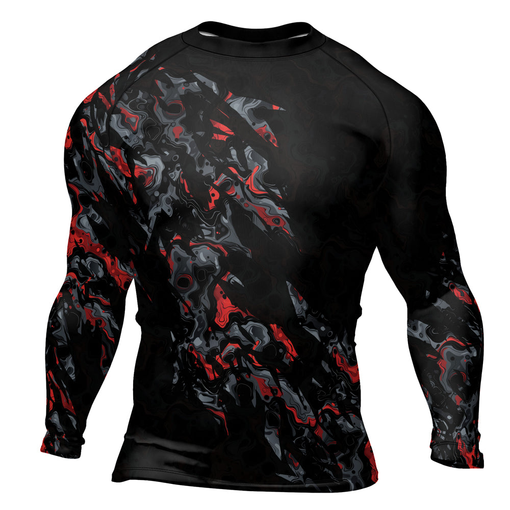 Rashninja Cyber Storm Red Men's Long Sleeve Rash Guard