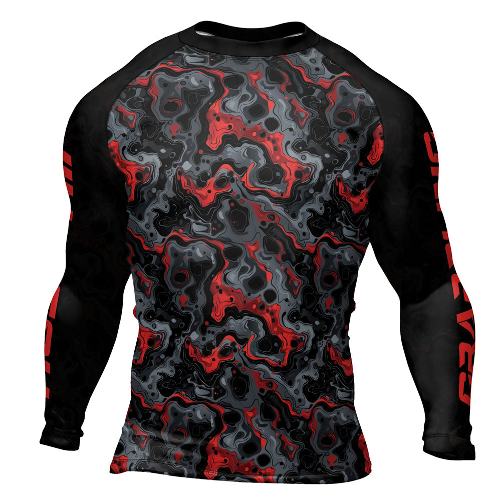 Rashninja Cyber Storm Red Men's Long Sleeve Rash Guard