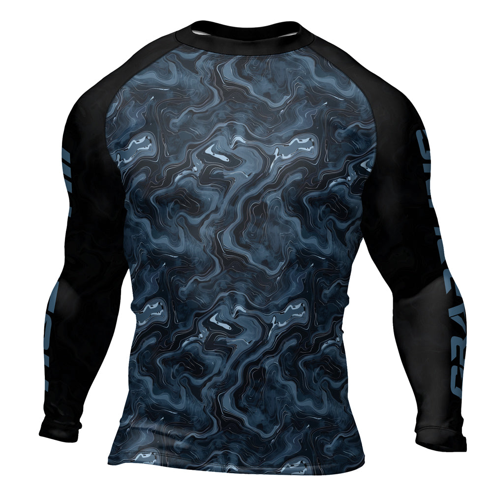 Rashninja Cyber Storm Silver Men's Long Sleeve Rash Guard