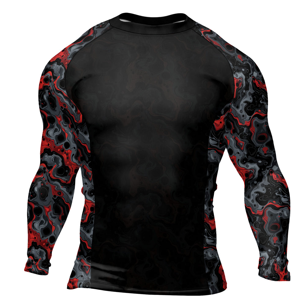 Rashninja Cyber Storm Red Men's Long Sleeve Rash Guard