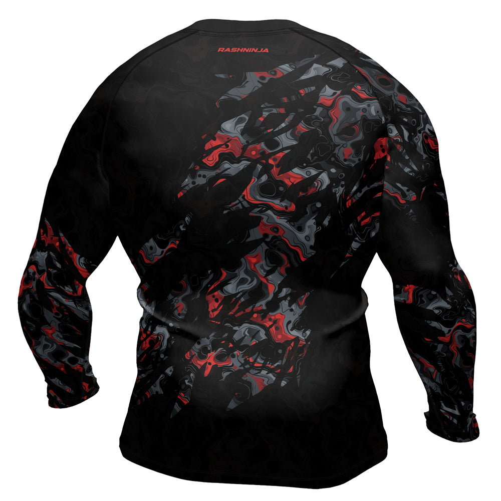 Rashninja Cyber Storm Red Men's Long Sleeve Rash Guard