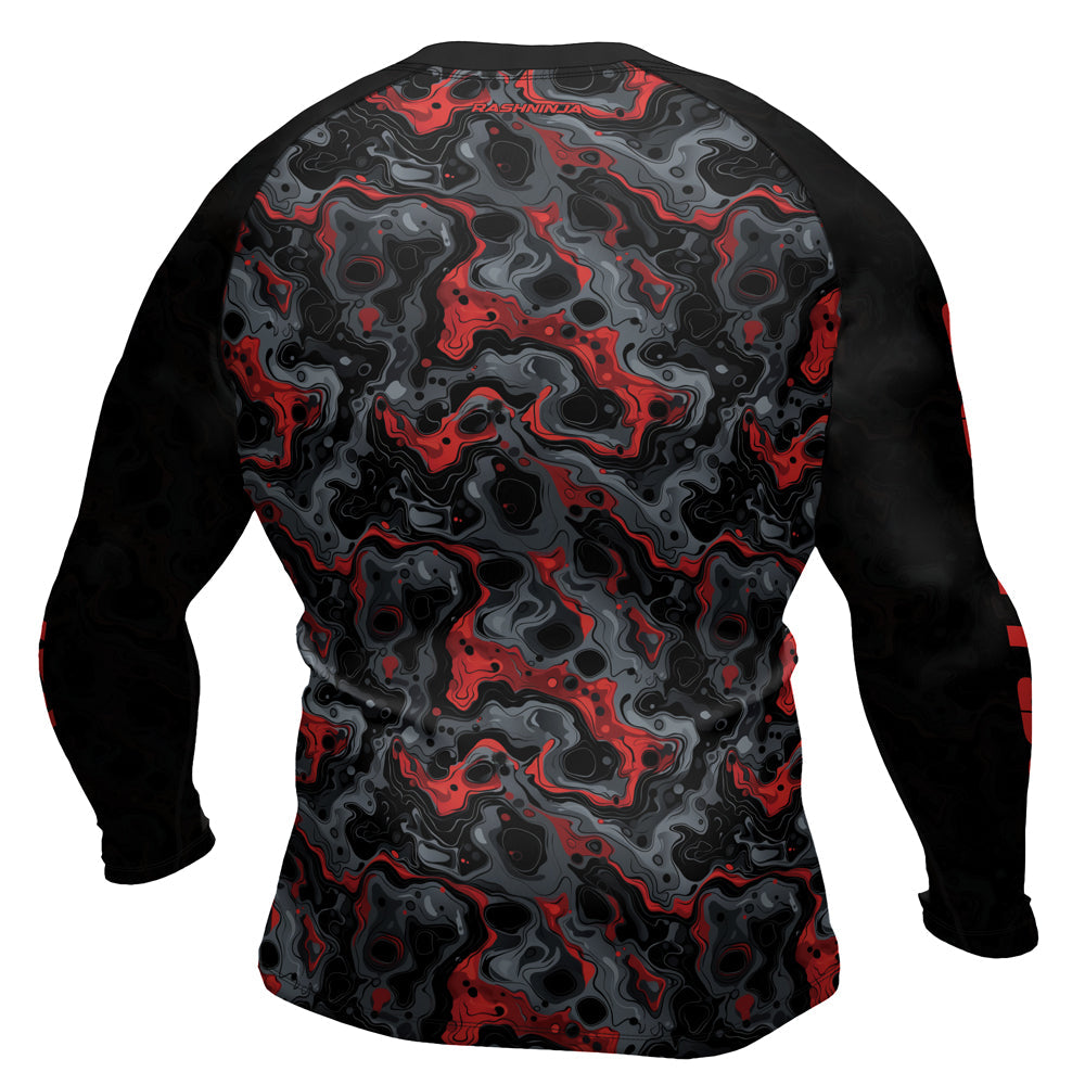 Rashninja Cyber Storm Red Men's Long Sleeve Rash Guard