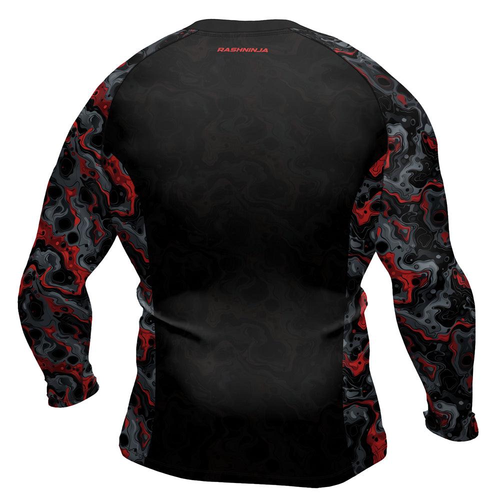 Rashninja Cyber Storm Red Men's Long Sleeve Rash Guard
