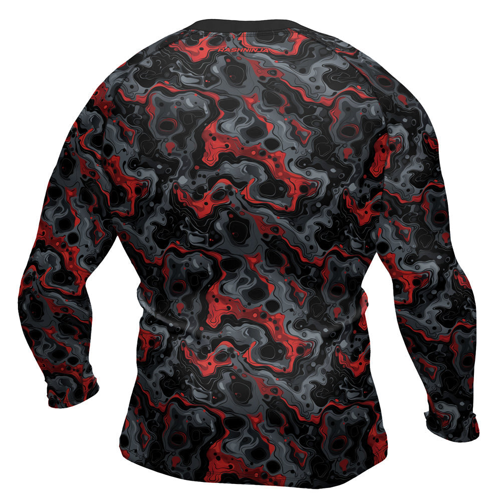 Rashninja Cyber Storm Red Men's Long Sleeve Rash Guard