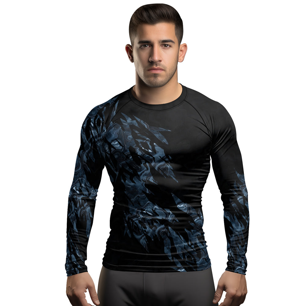 Rashninja Cyber Storm Silver Men's Long Sleeve Rash Guard