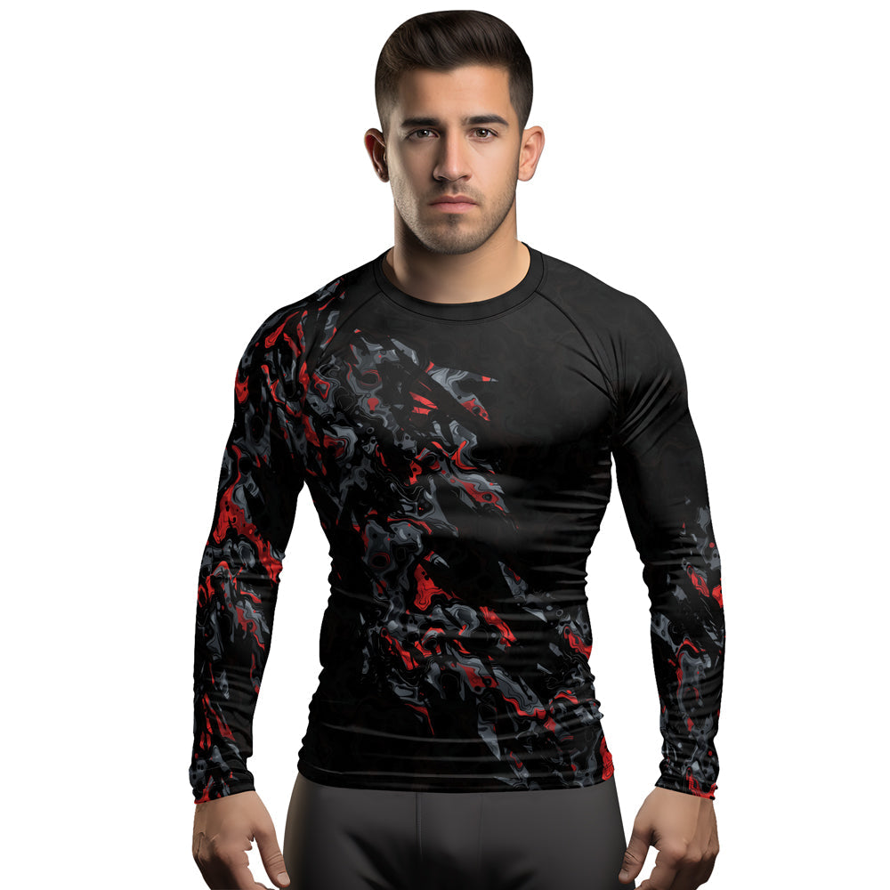 Rashninja Cyber Storm Red Men's Long Sleeve Rash Guard
