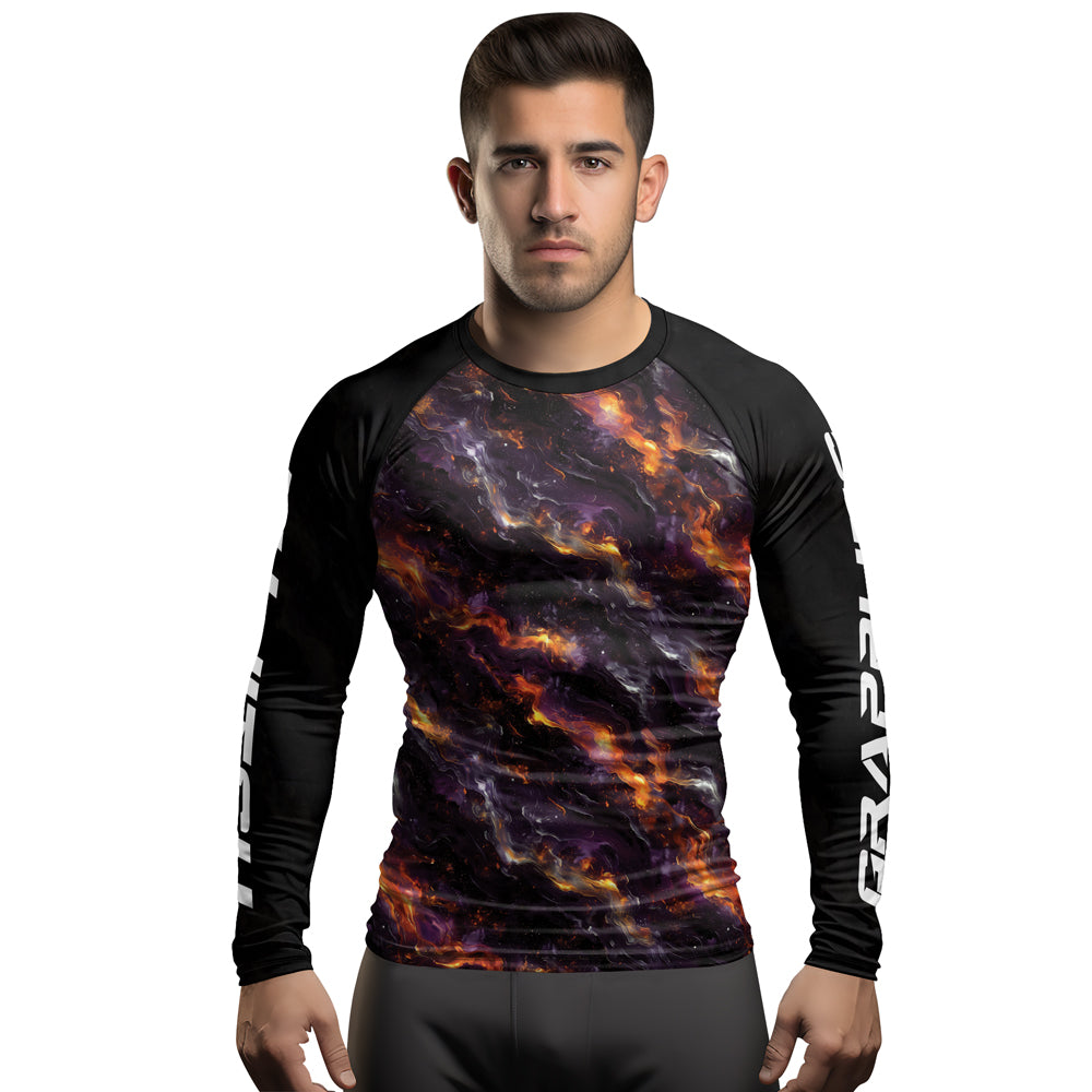 Rashninja Cyber Storm Galaxy Nebula Men's Long Sleeve Rash Guard