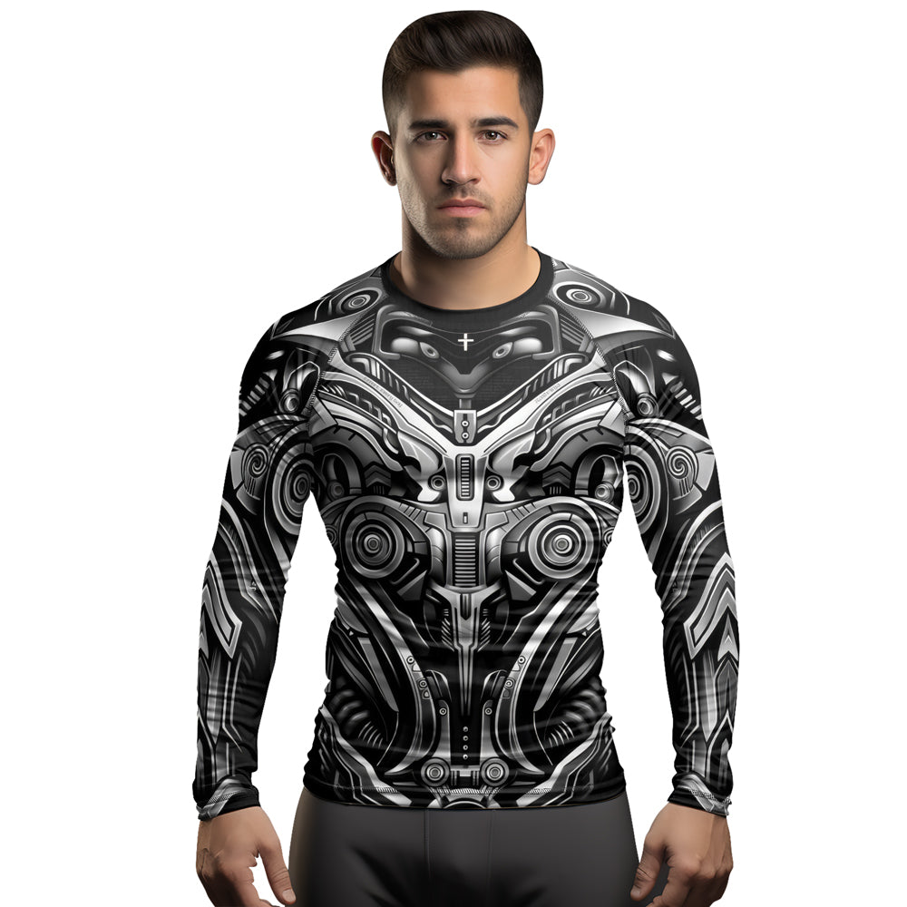 Rashninja Cyber Armor Monochrome Men's Long Sleeve Rash Guard