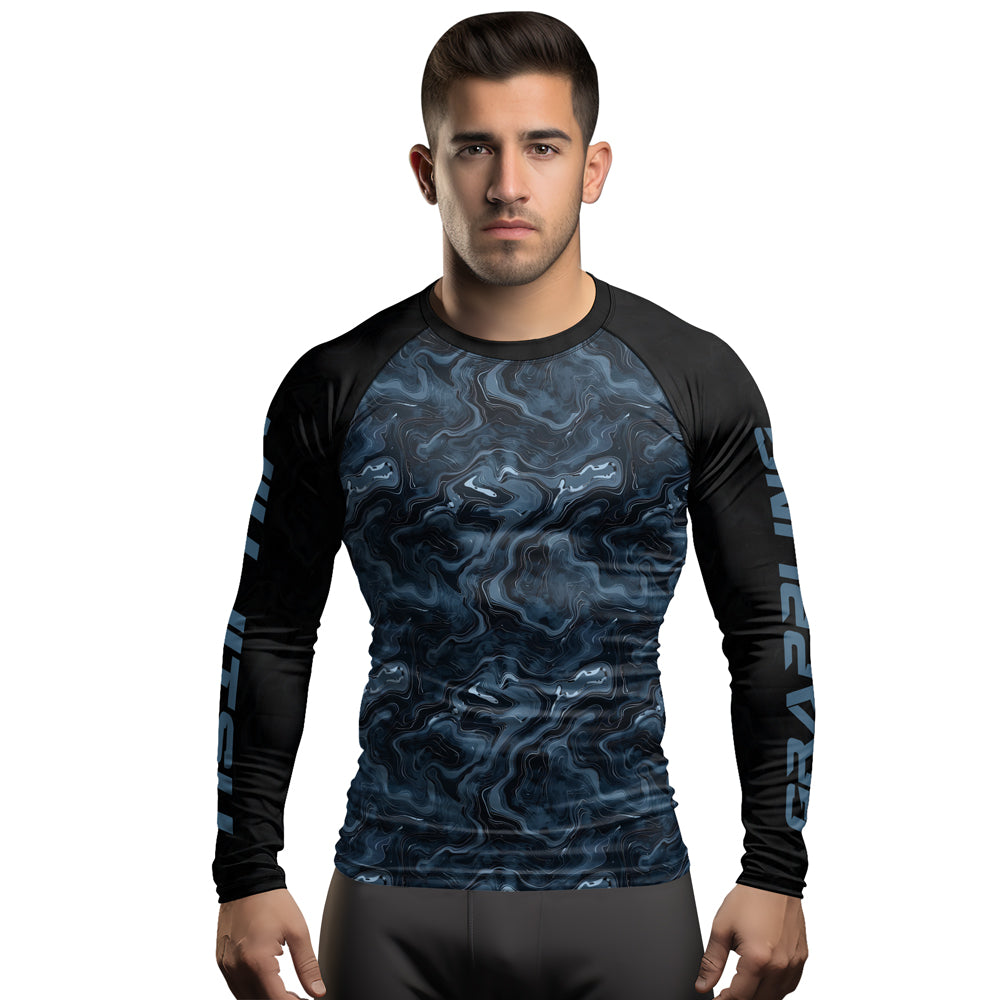 Rashninja Cyber Storm Silver Men's Long Sleeve Rash Guard