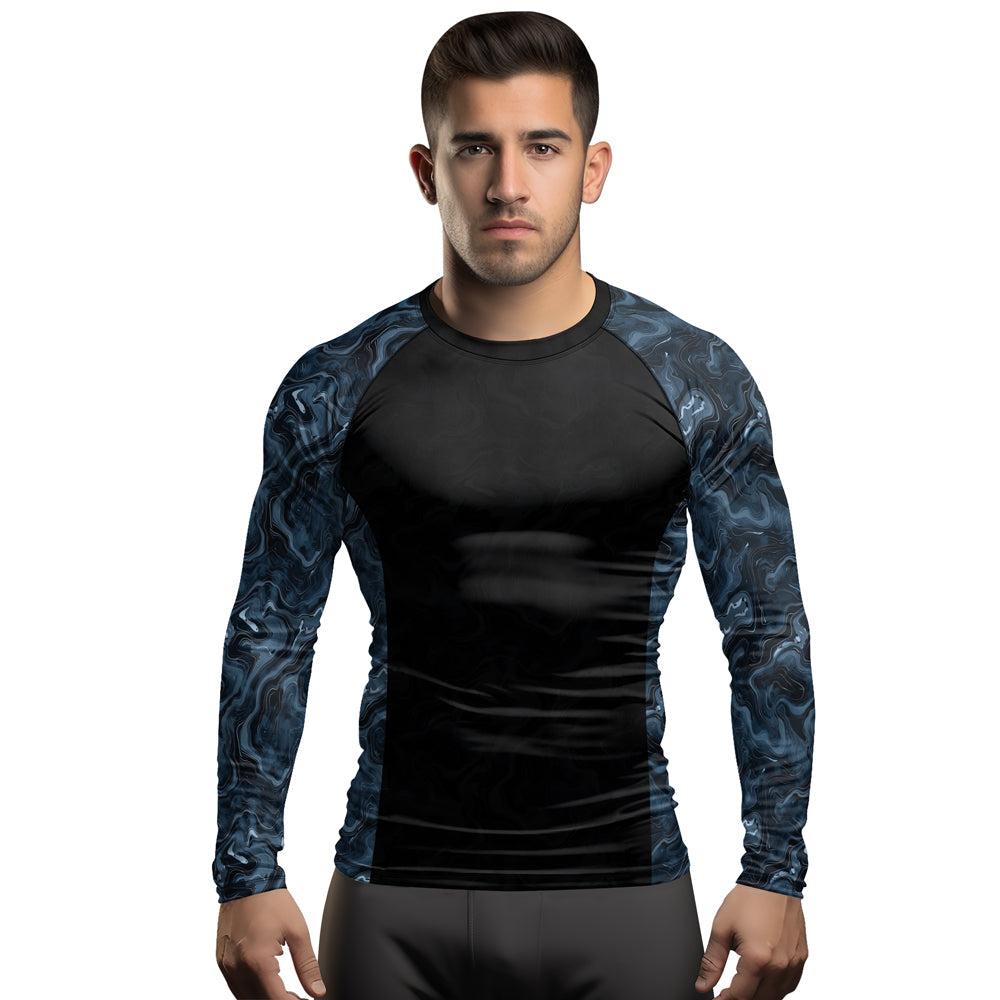 Rashninja Cyber Storm Silver Men's Long Sleeve Rash Guard