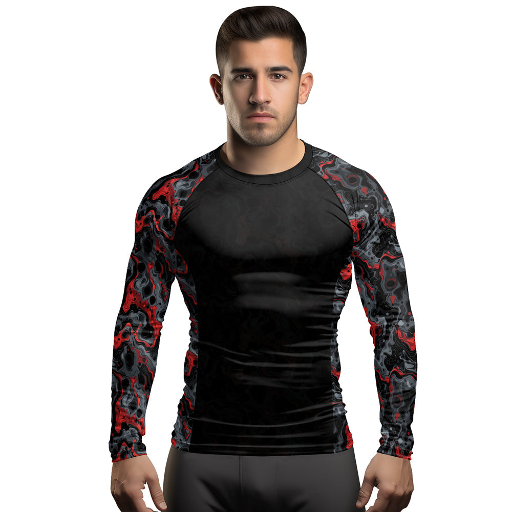 Rashninja Cyber Storm Red Men's Long Sleeve Rash Guard
