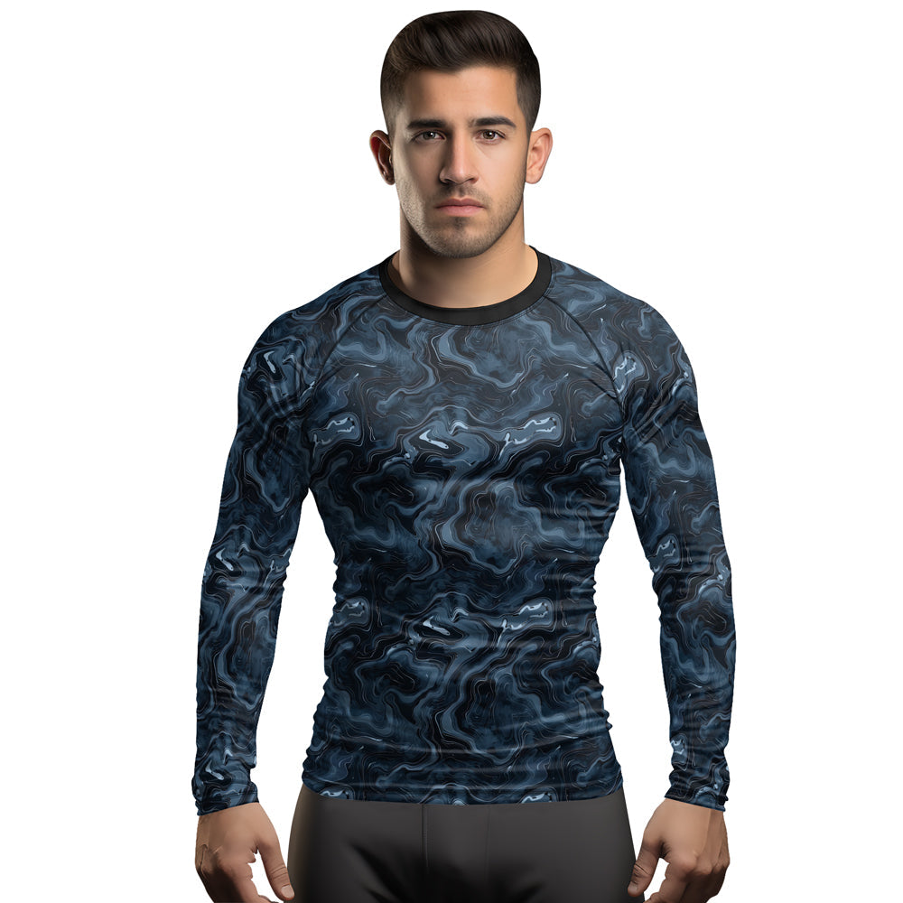 Rashninja Cyber Storm Silver Men's Long Sleeve Rash Guard