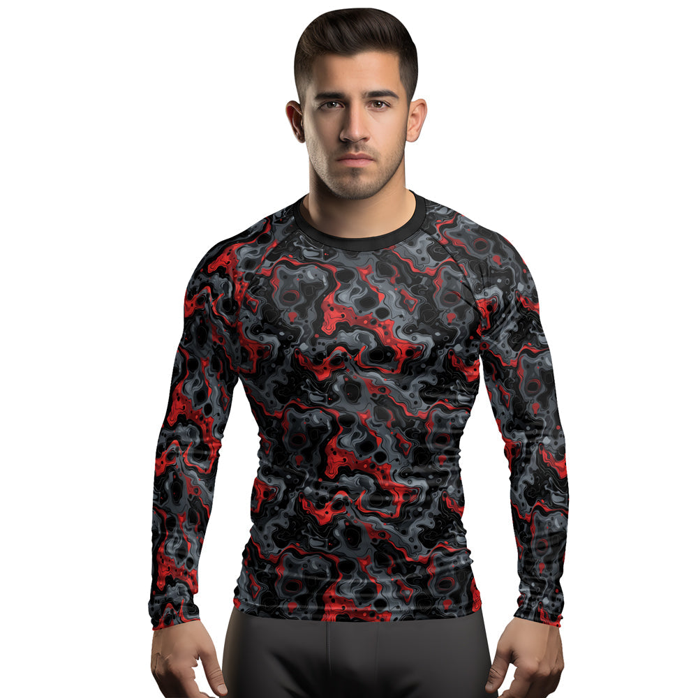 Rashninja Cyber Storm Red Men's Long Sleeve Rash Guard