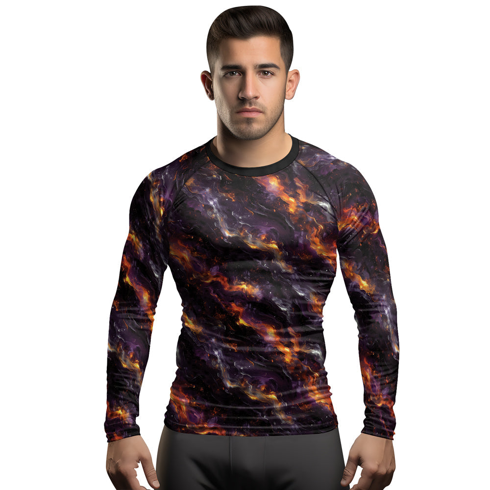 Rashninja Cyber Storm Galaxy Nebula Men's Long Sleeve Rash Guard
