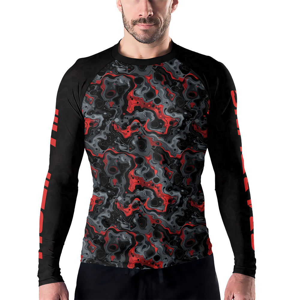 Rashninja Cyber Storm Red Men's Long Sleeve Rash Guard