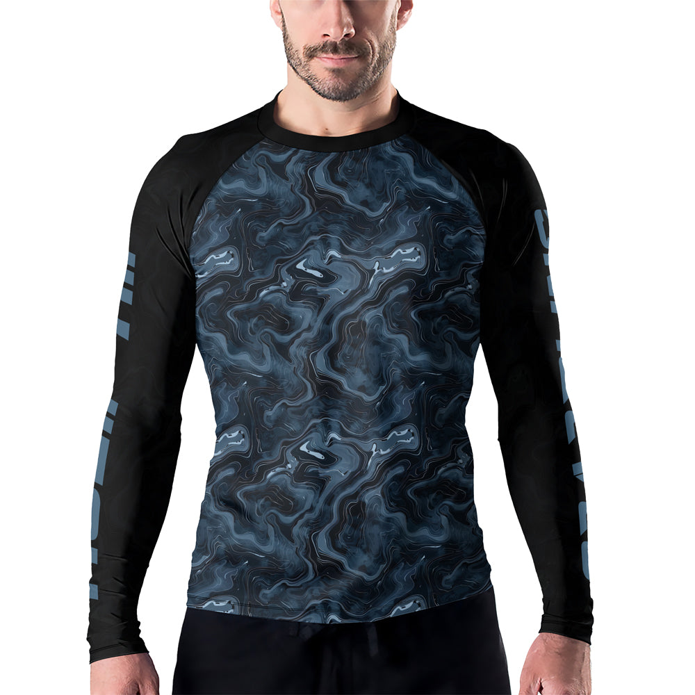 Rashninja Cyber Storm Silver Men's Long Sleeve Rash Guard