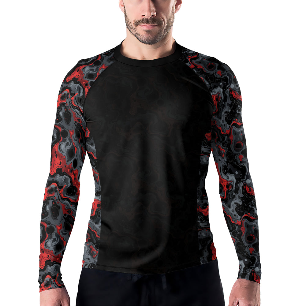 Rashninja Cyber Storm Red Men's Long Sleeve Rash Guard