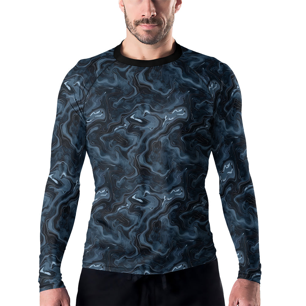 Rashninja Cyber Storm Silver Men's Long Sleeve Rash Guard