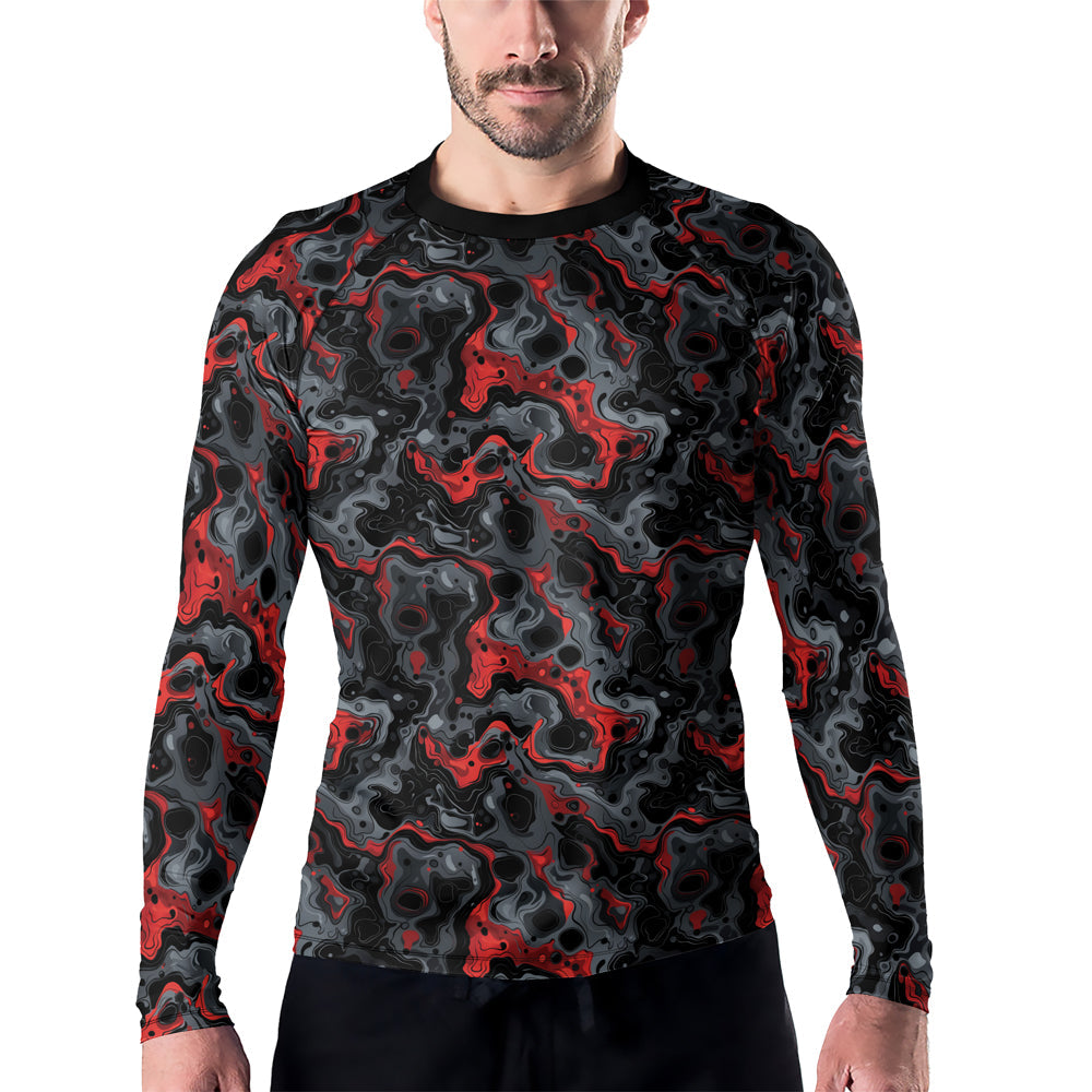 Rashninja Cyber Storm Red Men's Long Sleeve Rash Guard