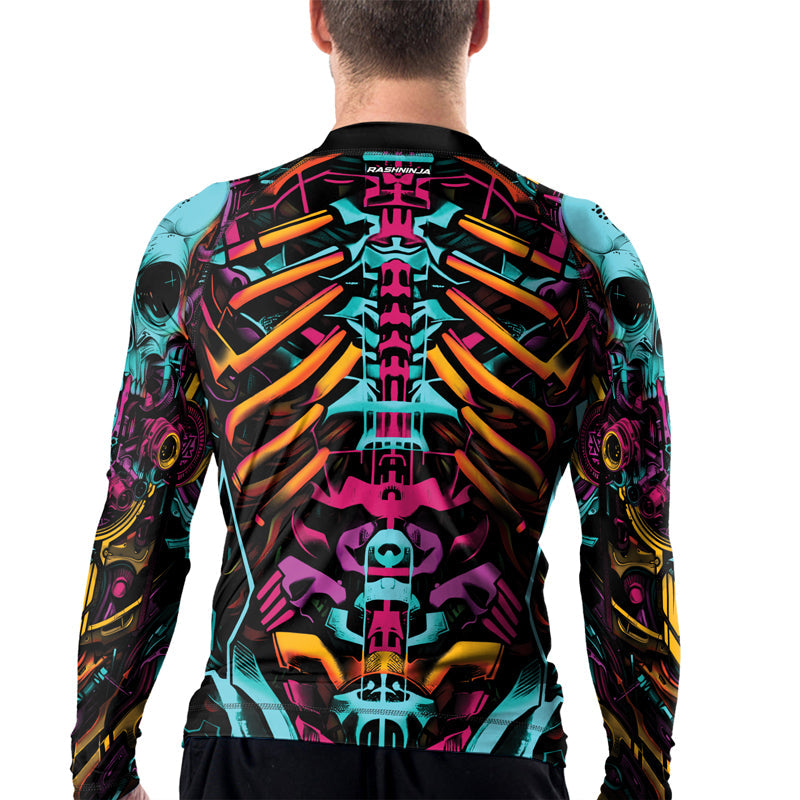 Rashninja Cyber Biomechanic Neon Multi Men's Long Sleeve Rash Guard