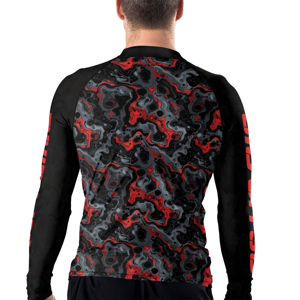 Rashninja Cyber Storm Red Men's Long Sleeve Rash Guard